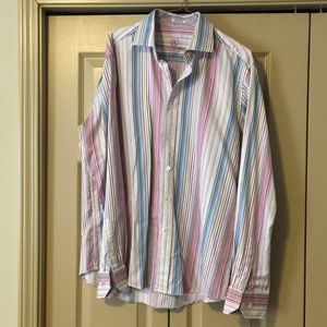 Bugatchi multi-color striped shirt - shaped fit L
